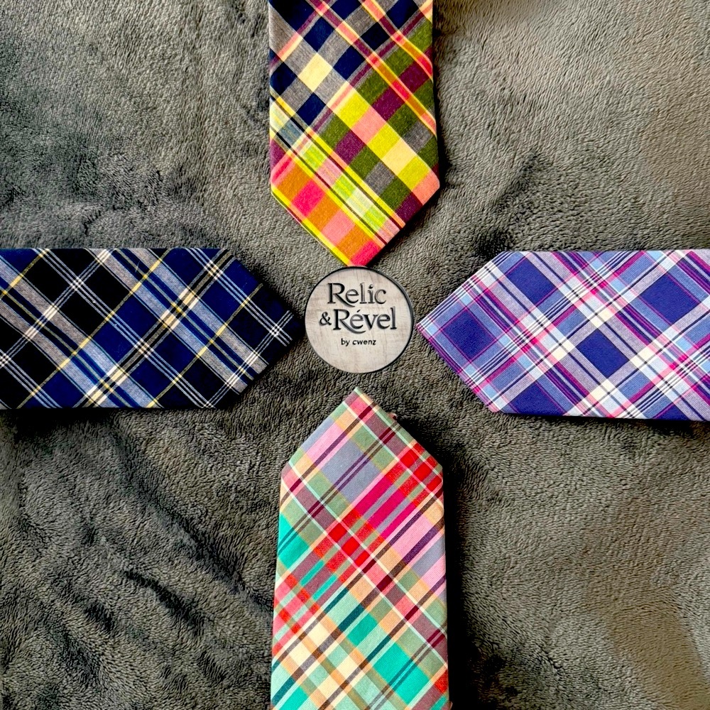J.Crew Plaid Ties - Set of 4, Vibrant Colors, 100% Cotton